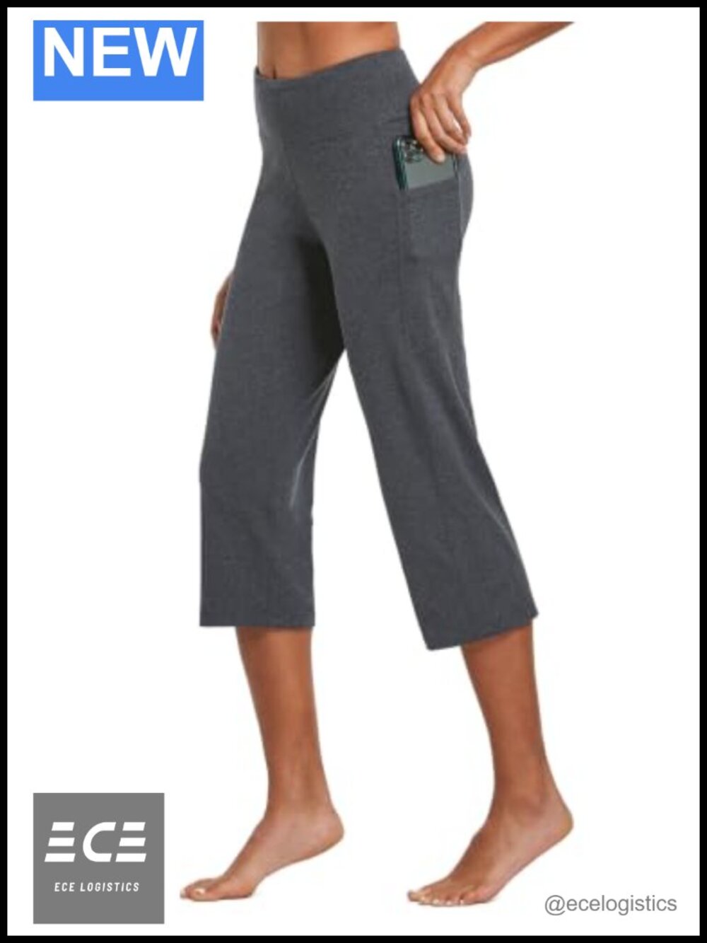 Capri Pants with Pockets High Waist Cropped Yoga Workout Athletic